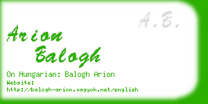 arion balogh business card
